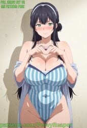 ai_generated big_boobs black_hair green_eyes milf patreon seducing