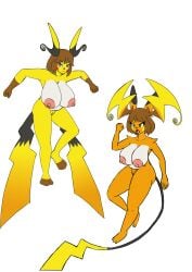 2025 2_tails absurd_res anthro big_breasts breasts brown_hair faelocke female generation_9_pokemon genitals hair hi_res julia_sparks_(faelocke) mega_evolution mega_raichu mega_raichu_x mega_raichu_y multi_tail nintendo nipples nude_anthro pokemon pokemon_(species) pokemorph tail vulva