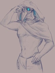 bird_mask doctor_(the_freak_circus) hands_on_hips masked masked_male monster monster_boy nude nude_male partially_clothed partially_clothed_male partially_nude partially_unbuttoned pointy_teeth sharp_claws sharp_teeth smirk smirking smirking_at_another smirking_at_viewer solo solo_focus solo_male the_freak_circus