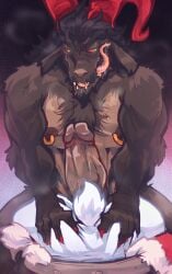 anthro balls bara barazoku boner booneyard caprine christmas erection furry horns krampus male male_only muscles muscular musk nude penis sirmonsterfucko tongue_out