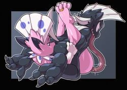 3_toes absurd_res ambiguous/ambiguous ambiguous_gender anal anthro black_body black_ears black_fur butt duo easel_(character) feet foot_ring fur generation_4_pokemon head_accessory hi_res kerolink long_tongue nintendo oral paws pink_body pink_fur pointy_ears pokemon pokemon_(species) purple_eyes rimming ring rodricoro sex spikes symbiote toes tongue weavile white_body white_ears white_eyes white_fur