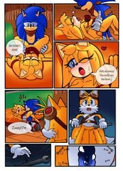 anthro anthro_on_anthro anthro_only betrayal bra breasts canine caught_in_the_act cheating cheating_girlfriend clothing comic cuckold english_text female fox furry furry_only half_naked hedgehog looking_pleasured lying male mammal missionary_position no_humans on_back raianonzika sex simple_background sonic_(series) sonic_boom sonic_the_hedgehog speech_bubble superbunnygt tails text underwear zooey's_choice zooey_the_fox