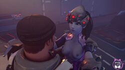 3d animated areolae beanie blackwatch_reyes blender blizzard_entertainment blue_skin bouncing_breasts breasts duo female gabriel_reyes headgear light-skinned_male male miaw34 nipples overwatch overwatch_2 reaper sound straight tagme video widowmaker