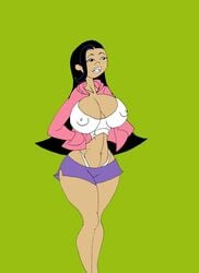 1girls aged_up american_dragon:_jake_long asian big_breasts bimbo black_eyes black_hair breasts busty caglioro3666 cleavage clenched_teeth curvy disney disney_channel erect_nipple erect_nipples eyeshadow female female_only front_view haley_long hourglass_figure human lipstick long_hair looking_at_viewer makeup midriff miniskirt navel nipple_bulge older open_vest panties pose posing purple_skirt short_shorts shorts simple_background skirt solo tied_hair tube_top very_long_hair vest voluptuous whale_tail white_panties wide_hips