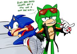 anus blue_fur blush bound furry gag hedgehog male male_only mammal scourge_the_hedgehog sonic_(series) sonic_the_hedgehog weresocks