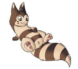 1girls alpha_channel anus feet female female_only feral flat_chest fur furret furry itsdraconix nintendo no_nipples paws pokémon_(species) pokemon pokemon_gsc pussy rodent simple_background solo tail text transparent_background video_games watermark