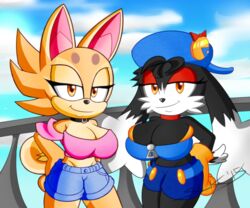 anthro bra breasts canine canine cashew_(character) clothing duo feline female hi_res klonoa klonoa_(series) looking_at_viewer mammal pac-man pac-man_(series) rule_63 slickehedge underwear video_games voluptuous