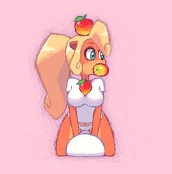 1girls alternate_version_available animated anthro apple ass barefoot blonde_hair breasts clothed clothed_female clothing coco_bandicoot feet female female_only furry gif long_hair panties pillow ponytail shirt solo tagme white_panties