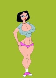 1girls aged_up big_breasts black_hair blue_eyes bob_cut busty caglioro3666 cleavage clenched_teeth curvy denim_shorts disney erect_nipple erect_nipples eyelashes eyeshadow female female_only fireside_girls front_view hand_on_hip hands_on_hip hands_on_hips hourglass_figure human isabella_garcia-shapiro lipstick looking_at_viewer makeup midriff nipple_bulge nipples older open_mouth panties phineas_and_ferb pose posing red_lipstick shoes short_hair short_shorts shorts simple_background socks solo stockings voluptuous white_socks white_stockings wide_hips