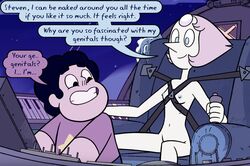 1boy breast breasts cartoon_network comic gem_(species) lelelen naked nipples nude nudist pearl_(steven_universe) sitting space_race_(steven_universe) staring steven_quartz_universe steven_universe young young_male