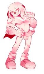 anthro balls echidna erection humanoid_penis knuckles_the_echidna male male_only mammal monotreme muscular nanamii penis simple_background solo sonic_(series) sonic_boom vein veiny_penis