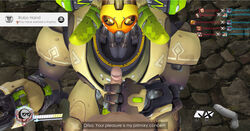 3d anonymous blizzard_entertainment caption game_mechanics gameplay_mechanics gaming handjob happy health_bar hud living_machine omnic orisa overwatch penis robot source_filmmaker technophilia text yourenotsam