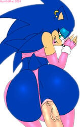 2014 2boys anal anal_penetration androgynous anus ass balls_in_panties bimbo crossdressing elbow_gloves eyeshadow femboy feminine_male furry gay girly lipstick mainnm-e makeup panties_aside penis sonic_(series) sonic_the_hedgehog thighhighs trap yaoi