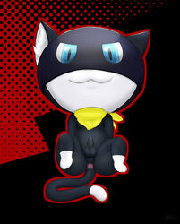 anthro anus ascot ass balls barefoot big_head cute erection feline fur headgear heddy looking_at_viewer male male_only mask morgana_(persona) nude penis persona persona_5 presenting_anus presenting_hindquarters sitting smile solo video_games