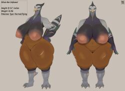 absurd_res anthro avian beak big_breasts breasts claws curvy_figure eyelashes female generation_5_pokemon genitals hi_res huge_breasts huge_thighs makeup mascara nintendo overweight overweight_female pokemon pokemon_(species) scar slightly_chubby slightly_chubby_anthro slightly_chubby_female solo thick_thighs toe_claws unfezant vilf voluptuous_anthro voluptuous_female vulva wide_hips x_scar yellow_eyes