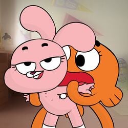 1boy 1girls adoptive_siblings anais_watterson anthro balls brother_and_sister cartoon_network cub darwin_watterson female fish flat_chest flat_chested goldfish incest interspecies lagomorph male male/female marine nipples pink_fur rabbit siblings tagme the_amazing_world_of_gumball young