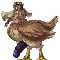 2026 adjatha avian avian_taur big_breasts big_penis bird bird_taur breasts brown_body brown_eyes brown_feathers brown_hair clothing feathers genitals gloves gynomorph hair handwear hi_res huge_breasts huge_cock intersex lips looking_at_viewer penis poncho purple_penis rummi_(tits) shalinae simple_background slightly_chubby slightly_chubby_gynomorph slightly_chubby_intersex solo standing story story_in_description taur thick_lips topwear trials_in_tainted_space visor white_background