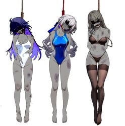 3girls arms_behind_back artist_upload asphyxiation bad_end ball_gag black_lingerie black_lingerie_panties blindfold blindfolded blue_one-piece_swimsuit blue_swimsuit bondage bronya_rand bruises cadaver choysakanto competition_swimsuit corpse corpses dead dead_body dead_female death deceased decomposition defeat defeated discoloration duct_tape duct_tape_gag earrings execution execution_(group) female_death final_moments_together gag gagged gallows guro hanged hanging highleg_one-piece_swimsuit honkai:_star_rail honkai_(series) lace-trimmed_bra lace-trimmed_legwear lace-trimmed_panties lace-trimmed_thighhighs lace_trim leotard ms_paint multicolored_hair multiple_girls noose o_ring_gag one-piece_swimsuit open_mouth_gag perfect_body perfect_legs rigor_mortis ring_gag rope rope_around_neck rotting rotting_flesh seele_(honkai:_star_rail) self_upload serval_landau sexy_punishment snuff spaghetti_strap stockings strap_slip swimsuit thigh_gap torn_leotard white_leotard wtf wtf_is_this