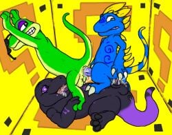 3boys anal anus balls crossover gay gecko gex_(series) gex_the_gecko guil_bunny lizard luminus male male_only penis scaler_(character) scaler_(video_game) scalie sunglasses tagme threesome video_games yaoi