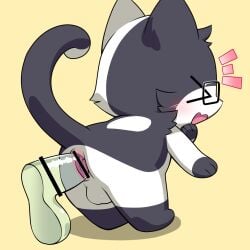 >_< anal anal_masturbation anal_sex anus ass ass_out backsack balls big_dildo black_body black_fur blush blush_lines censor_bar censored cheek_tuft chibi closed_eyes dildo dildo_in_ass dildo_insertion dipstick_tail domestic_cat eyewear facial_tuft faux_gaping_anus felid feline felis fur furry genitals glasses ineffective_censorship konzaburou large_insertion leaning leaning_forward leg_markings male mammal markings masturbation multicolored_body multicolored_fur neck_tuft object_in_ass penetration pink_anus presenting presenting_hindquarters raised_tail reboot_(character) reboot_(reboot) rectangular_glasses sex_toy sex_toy_in_ass sex_toy_insertion socks_(marking) solo tail tail_markings transparent_dildo transparent_sex_toy tuft tuxedo_cat two_tone_body two_tone_fur white_balls white_body white_fur