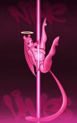 animal_ears animal_tail animated animated_gif bimbo bimbo_body bimbo_lips cat_ears cat_tail catgirl deep_in_the_red nine_lives pink_fur stripper stripper_pole theofficialpit