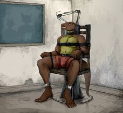 anthro bound chained chains execution gore hi_res ivan jeffusherb lizard male prison prisoner reptile scalie scared solo