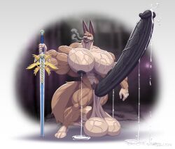 2024 abs absurd_res anthro areola balls beard biceps big_balls big_nipples big_penis black_areola black_nipples black_penis blue_eyes blush bodily_fluids canid canine canis cum cum_drip dated dripping drooling erection facial_hair genital_fluids genitals hi_res huge_balls huge_cock humanoid_genitalia humanoid_penis hybrid lactating lagomorph leporid looking_at_viewer male male_lactation mammal melee_weapon milk_drip milk_stream moustache muscular muscular_anthro muscular_male nipples nude pecs penis pose pubes rabbit saggy_balls saliva signature solo steamy_breath sweat sword vein veiny_balls veiny_muscles veiny_pecs veiny_penis weapon wolf wolfie_canem wolfiecanem