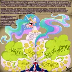 absurd_res alicorn ambiguous_gender anthro ass big_butt black_eyebrows blush bodily_fluids breath butt_focus clothing crown cum cum_in_clothing cum_in_underwear cum_through_clothing cum_through_underwear cutie_mark digital_drawing_(artwork) digital_media_(artwork) drooling duo english_text enjoying_farts equid equine eyebrows eyelashes fart fart_cloud fart_fetish farting_on_another farting_on_crotch farting_on_male farting_on_penis feathered_wings feathers female flag flag_clothing flag_print flowing_hair flowing_mane flowing_tail friendship_is_magic frown genital_fluids green_fart_cloud hair hasbro headgear hi_res horn huge_butt hyper hyper_butt lips long_hair long_tail looking_back male male/ambiguous mammal markings multicolored_hair multicolored_tail my_little_pony mythological_creature mythological_equine mythology onomatopoeia pink_text princess_celestia_(mlp) print_clothing print_underwear purple_eyes purple_lips saliva scowl signature simple_background skunk_bunk sound_effects sun_(marking) sweat sweaty_butt tail teeth text thick_lips underwear unicorn_horn wet wet_clothing wet_underwear white_body white_butt white_ears white_face white_feathers white_horn white_inner_ear white_neck white_wings wings yellow_background