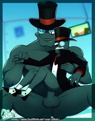 2boys abs anal anal_penetration anal_sex anthro ass balls biceps big_dom_small_sub black_hat black_hat_(villainous) black_hot_(villainous) cartoon_network classy claws clothed clothing demon elfein erection eyewear flaccid footwear gay hat headgear horny_muscular_dom_sexy_skinny_fat_ass_sub looking_back looking_down male male_only manly monocle multiple_boys muscular muscular_dom_slim_sub nude pecs penetration penis reverse_cowgirl_position scared sex sharp_claws sharp_teeth shoes sitting size_difference smile spread_legs spreading squint suit tailcoat teeth tie top_hat triceps uncut villainous yaoi