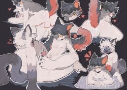 aak_(arknights) anal anthro arknights black_body black_fur blep bodily_fluids cum cum_from_ass cum_in_ass cum_inside doggy_style domestic_cat duo ear_piercing ear_ring feet felid feline felis finger_in_mouth fluffy fluffy_tail foot_fetish foot_play footjob from_behind_position fur genital_fluids grey_body grey_fur hair hair_over_eye heart_symbol hi_res hypergryph looking_pleasured male male/male mammal mounting multiple_positions orange_body orange_fur orgasm piercing pillow pupils red_body red_fur ring_piercing ritabako65179 sex shaking shaking_legs slit_pupils studio_montagne sweatdrop_(iconography) tail thrusting tongue tongue_out trembling white_body white_fur yellow_sclera