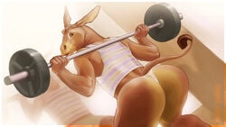 1boy anhes anthro clothed dempsey donkey equine male male_only mammal solo underwear weights