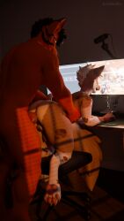 absurd_res anal anal_sex anthro anthro_on_anthro anthro_penetrated anthro_penetrating ashwolfe ashwolfie ass ass_up backsack balls bedroom bedroom_sex big_butt big_penis canid canine canis chair computer computer_keyboard computer_monitor computer_mouse computer_screen desk desktop doggy_style domestic_dog duo electronics feet feetpaw from_behind_position fur furniture genitals hair hi_res hindpaw knot knotted_penis male male/male male_penetrating mammal marvel marvel_rivals microphone microphone_stand microphone_wire morning morning_sex mousepad muscular muscular_anthro muscular_male office_chair pawpads paws penetration penile penile_penetration penis penis_in_ass penis_size_difference razer_logo red_body red_fur sex size_difference submissive submissive_anthro submissive_male sunrise table tan_body tan_fur thick_thighs vein veiny_penis viwi warm warm_colors warm_lighting white_hair wide_hips wolf