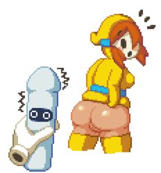 1girls 1other artist_request ass dildo disembodied_hand female female_focus looking_back mario_(series) nintendo pixel pixel_art pizzaglover pussy sex_toy shy_gal shylar standing tagme transparent_background