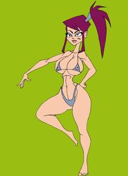 1girls aged_up bangs bare_shoulders barefoot big_breasts bikini_bottom bikini_top busty caglioro3666 cleavage curvy dancing_fish_members disney disney_xd erect_nipple erect_nipples female female_only front_view hand_on_hip hands_on_hip hands_on_hips hourglass_figure human leg_lift leg_up micro_bikini midriff morgan_(randy_cunningham) nipple_bulge older pokies ponytail pose posing purple_hair randy_cunningham:_9th_grade_ninja rough_sketch simple_background skimpy solo string_bikini swimsuit teenage thong tied_hair underboob voluptuous wide_hips