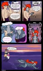 absurd_res after_transformation all_fours ambiguous_gender anthro arctic_fox beach being_watched belly beverage big_breasts breast_growth breasts brown_hair canid canine clothing comic energy_drink female fennec_fox fox frailfennec gender_transformation genitals genitals_shrinking grey_body growth hair hair_growth heartbeat hi_res human human_to_anthro humanoid implied_transformation looking_at_another male mammal maned_wolf multicolored_body nude overstimulation penis penis_shrinking public public_nudity red_hair running sand shortstack shortstack_female slightly_chubby species_transformation speech_bubble standing streaking sunset swimming_trunks swimwear transformation true_fox