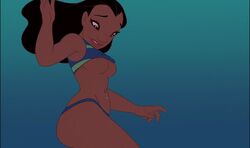 accurate_art_style bikini breasts dark-skinned_female dark_skin disney edit female hawaiian lilo_and_stitch makeup nani_pelekai screenshot screenshot_edit surfing tagme