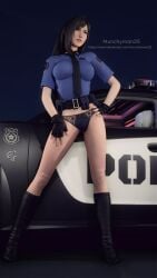 1girls 3d 3d_(artwork) 3d_render beautiful black_hair digital_art female female_only final_fantasy final_fantasy_vii final_fantasy_vii_remake gloves legs munchyman25 panties police_car policewoman sexy solo square_enix tifa_lockhart video_game_character virtual_photography