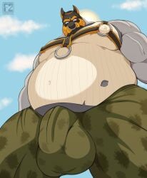 absurd_res animal_mask anthro ape army army_clothing army_outfit army_uniform aroused aroused_male backlighting balls_outline barazoku beer_belly belly belly_focus biceps big_belly big_bulge big_muscles big_pecs black_harness blue_eyes blue_sky bondage bottomwear bound bulge bulge_focus camo camo_bottomwear camo_clothing camo_pants camo_print cheeselion2 clothing cloud cloudy_sky crotch_focus detailed_bulge erection erection_under_clothing erection_under_pants fur genital_outline gorilla green_bottomwear green_clothing green_pants grey_body grey_fur haplorhine harness hi_res inviting inviting_to_sex inviting_viewer leather leather_harness light lighting looking_at_viewer looking_down looking_down_at_viewer low-angle_view male mammal manly mask masked_male military military_clothing military_pants military_uniform musclegut muscular muscular_anthro muscular_arms muscular_male muscular_thighs nipples offering_sex offering_to_viewer outside overhead_lighting pants pattern_bottomwear pattern_clothing pattern_pants pecs penis_outline presenting presenting_bulge primate pup_mask seducing_viewer seductive shadow shirt showing_off_muscles sky soldier solo standing sun sunlight tank_top tenting thick_arms thick_thighs tight_bottomwear tight_clothing tight_pants tight_shirt tight_topwear topwear uniform vein veiny_muscles warrior wearing_mask white_body white_clothing white_fur white_shirt white_tank_top white_topwear wide_stance