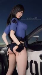 1girls 3d 3d_(artwork) 3d_render ass black_hair digital_art female female_only final_fantasy final_fantasy_vii final_fantasy_vii_remake gloves legs munchyman25 panties police_car policewoman sexy solo square_enix tifa_lockhart video_game_character virtual_photography winking