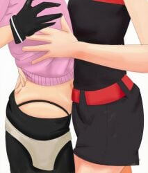 2girls belt boruto:_naruto_next_generations clothing embrace face_out_of_frame faceless faceless_female female female/female female_focus female_only gloves groping highleg highleg_panties highres implied_kiss implied_sex light-skinned_female light_skin multiple_girls naruto naruto_(series) optimystic out_of_frame panties petite plain_background revealing_clothes sarada_uchiha shirt simple_background skirt teenager torso_grab unseen_female_face wedgie white_background yodo