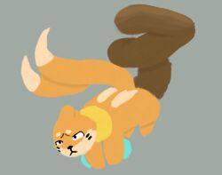 2_tails ambiguous_gender anthro buizel digital_media_(artwork) digital_painting_(artwork) feces feral floating frill_(anatomy) generation_4_pokemon hi_res lineless male_(lore) monotone_background multi_tail nintendo orange_body painting_(artwork) pokemon pokemon_(species) pooping_underwater scat semi-anthro skattapookie solo tail