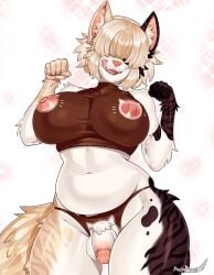 2025 anthro balls bangs canid canine canis cat_lingerie clothing crotchless_clothing crotchless_panties crotchless_underwear cutout domestic_dog fangs flaccid fur furry futanari genitals gynomorph hair hair_over_eyes hi_res humanoid_genitalia humanoid_penis intersex large_areolae large_breasts licking licking_lips lingerie mammal multicolored_body multicolored_fur navel nipple_cutouts nipples panties pashapencil paw_pose penis pose pubes striped_body striped_fur stripes teeth tongue tongue_out underwear white_body white_fur