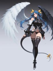 ai_generated bewitching_thighs big_breasts breasts dizzy_(guilty_gear) female full_body guilty_gear shu tail wings