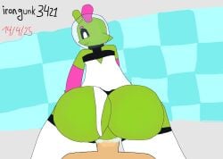 alien ambiguous_gender anal anal_sex animation_meme_community antennae green_skin helmet irongunk3421 legwear sploot_(unknownspy) unknownspy