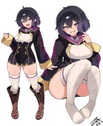 1girls ass ass_visible_through_thighs black_hair female fire_emblem fire_emblem_awakening fire_emblem_heroes looking_at_viewer medium_breasts morgan_(fire_emblem) morgan_(fire_emblem)_(female) nintendo purple_eyes short_hair thick_thighs zet_(twt_zet)