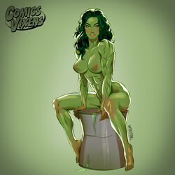 1girls abs andrew_tarusov artist_name avengers bare_shoulders barefoot barrel belly big_breasts breasts english english_text feet female female_only green_background green_eyes green_hair green_lips green_skin high_resolution hips hulk_(series) large_breasts legs long_hair looking_at_viewer marvel marvel_comics muscles muscular muscular_female navel nipples nude she-hulk signature simple_background sitting solo stomach superhero superheroine text thighs toes veiny_muscles very_high_resolution