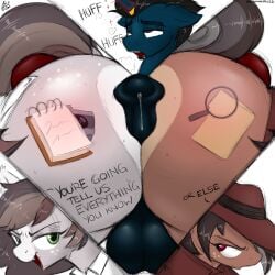 1:1 absurd_res aer0_zer0 animal_genitalia animal_penis ass balls between_butts big_butt blue_body bodily_fluids brown_body case_closed_(character) clothed clothing collaborative collaborative_hot_dogging collaborative_sex cutie_mark daughter_(lore) dialogue english_text equid equine equine_genitalia equine_penis fan_character female feral friendship_is_magic genital_fluids genitals green_eyes grey_body group hair hasbro hi_res horn horse hot_dogging indirect_incest_(lore) interrogation long_hair looking_pleasured male mammal mother_(lore) mother_and_child_(lore) mother_and_daughter_(lore) my_little_pony mythological_creature mythological_equine mythology news_flash open_mouth parent_(lore) parent_and_child_(lore) parent_and_daughter_(lore) penis pony precum purple_eyes saliva sex slashing_prices tail talking_feral teeth text tongue trio unicorn