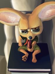 1boy anthro balls canine clothing disney fennec finnick foreskin fox glasses male male_only mammal penis sexbad solo sunglasses zootopia