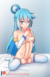 1futa aqua_(konosuba) autofellatio balls big_breasts breasts censored cum cum_in_mouth cum_in_own_mouth cum_inside dickgirl erection fellatio futa_only futanari hyper_penis intersex kono_subarashii_sekai_ni_shukufuku_wo! large_breasts masturbation mostly_nude nude nuenya oral penis solo solo_futa testicles