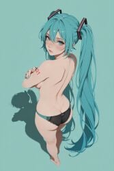 1girls ai_generated green_hair hatsune_miku long_hair simple_background solo solo_female tagme twintails vocaloid